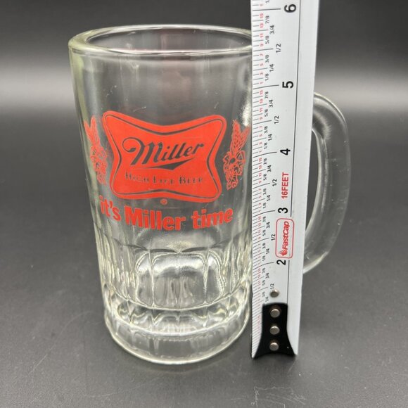 Vintage Miller High Life “It’s Miller Time” Heavy Glass Mug Stein Rare - Picture 2 of 11